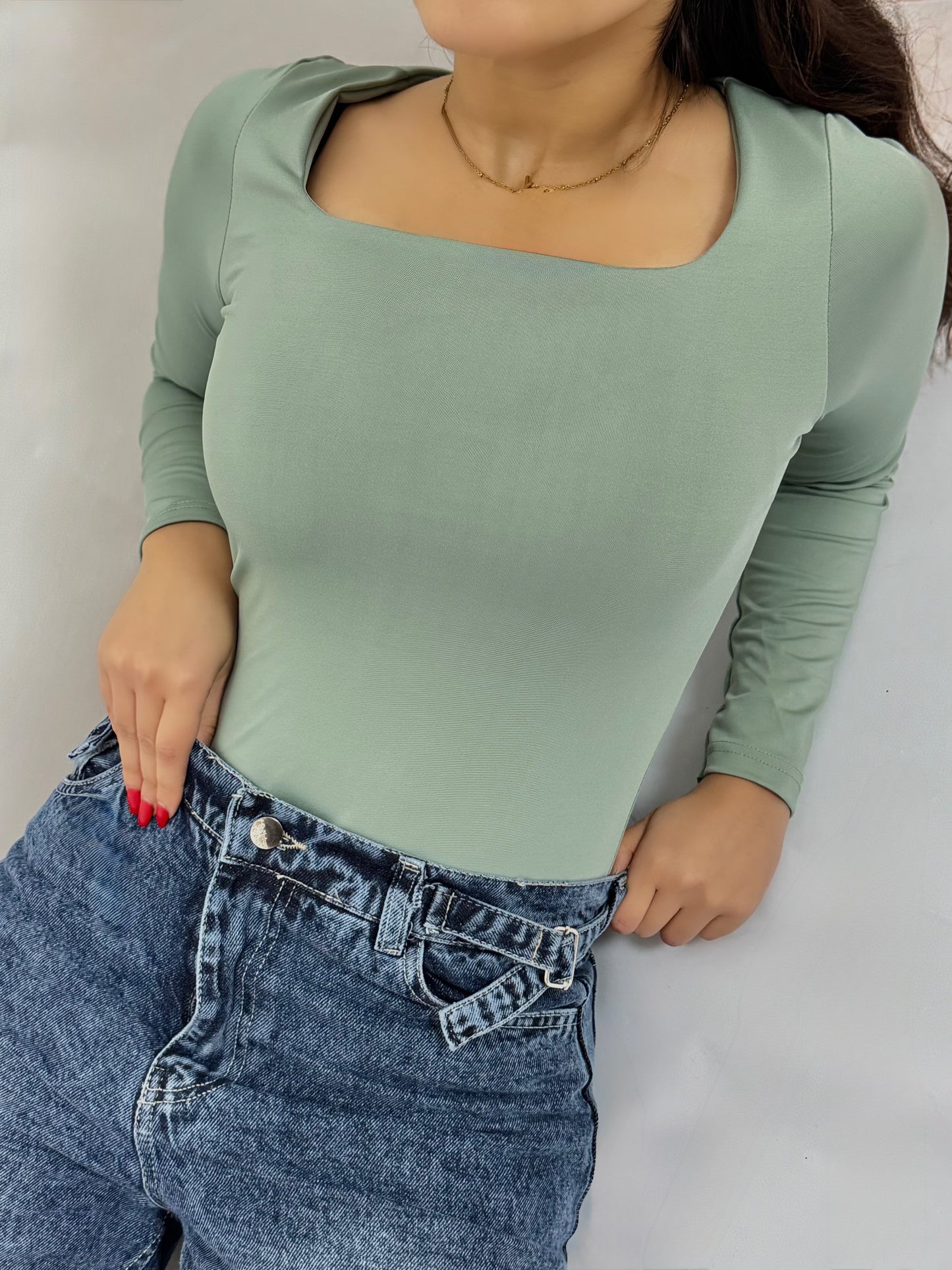 Square neck bodysuit code(758)