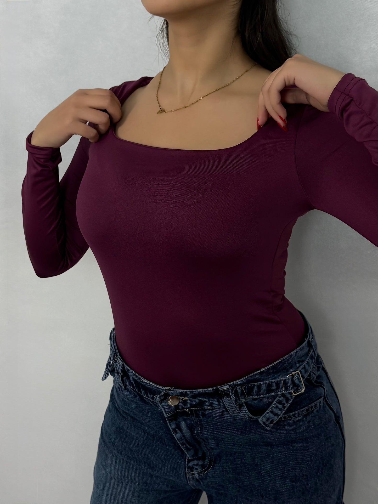 Square neck bodysuit code(758)
