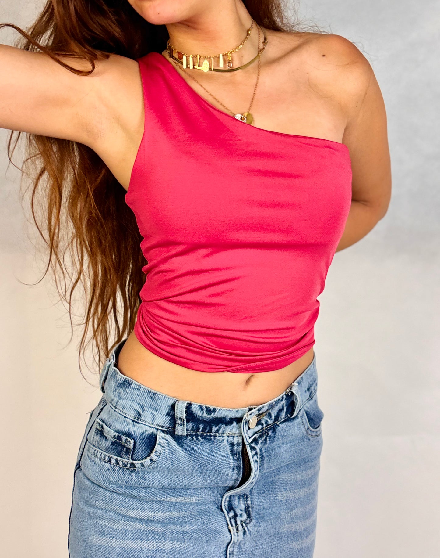 One shoulder basic top (828)