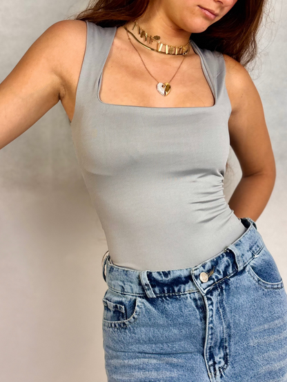 Squaer Sleeveless Bodysuit (838)