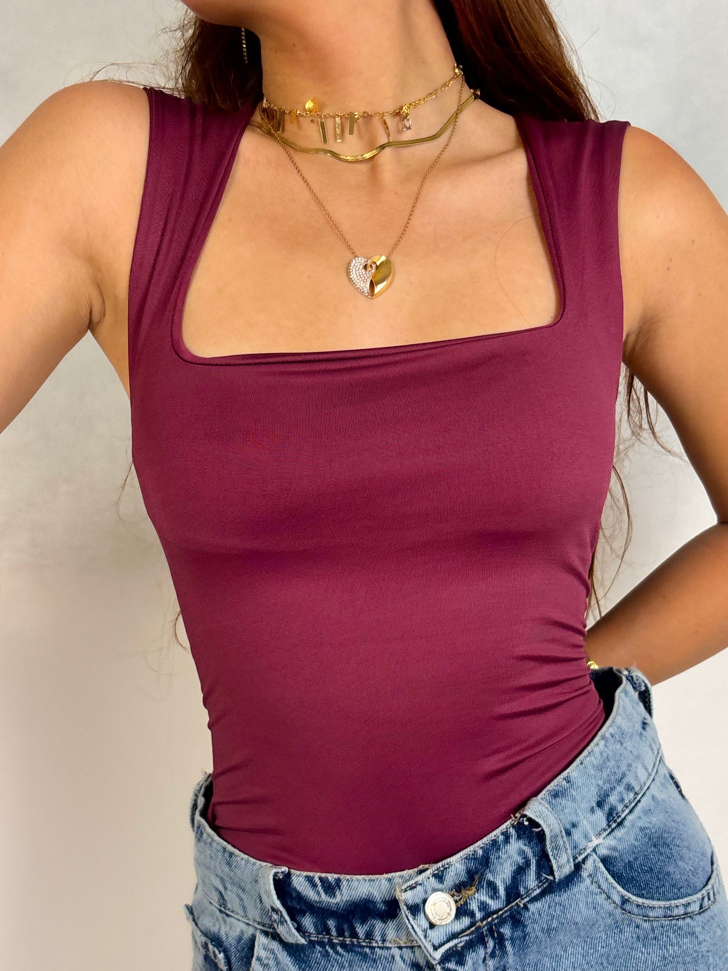 Squaer Sleeveless Bodysuit (838)