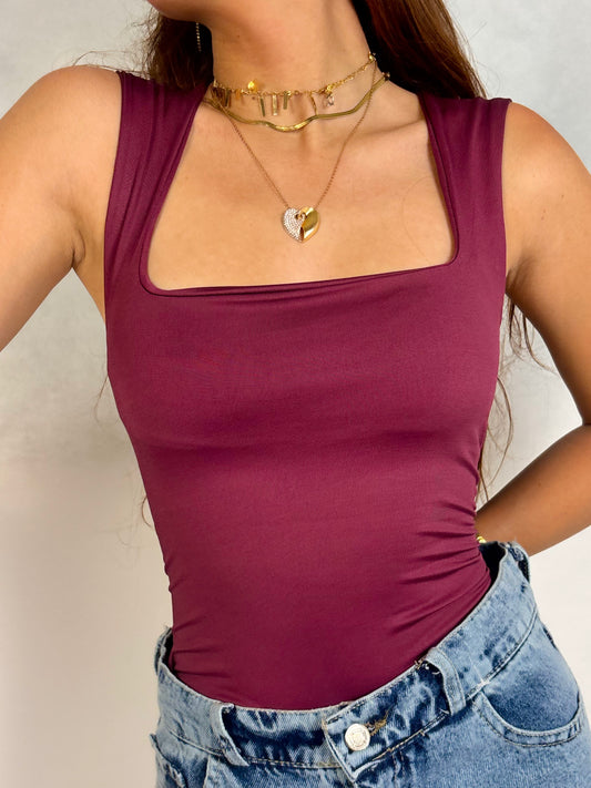 Squaer Sleeveless Bodysuit (838)