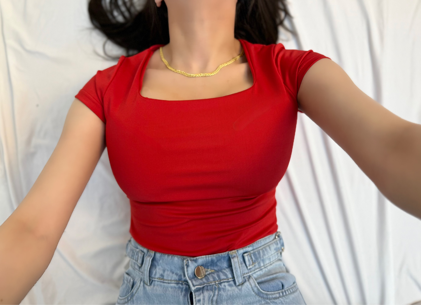 Square neck short sleeve bodysuit code(829)