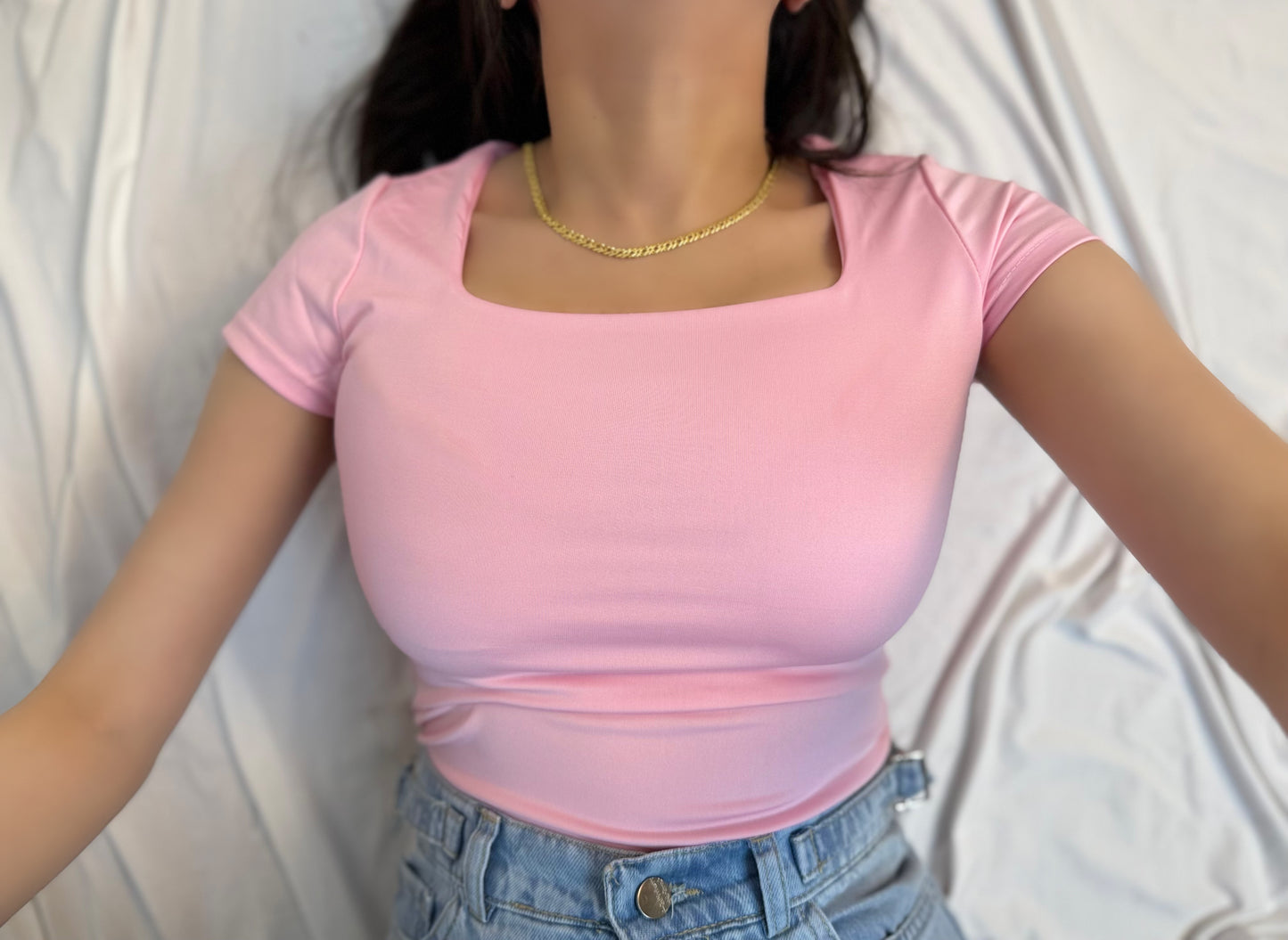 Square neck short sleeve bodysuit code(829)
