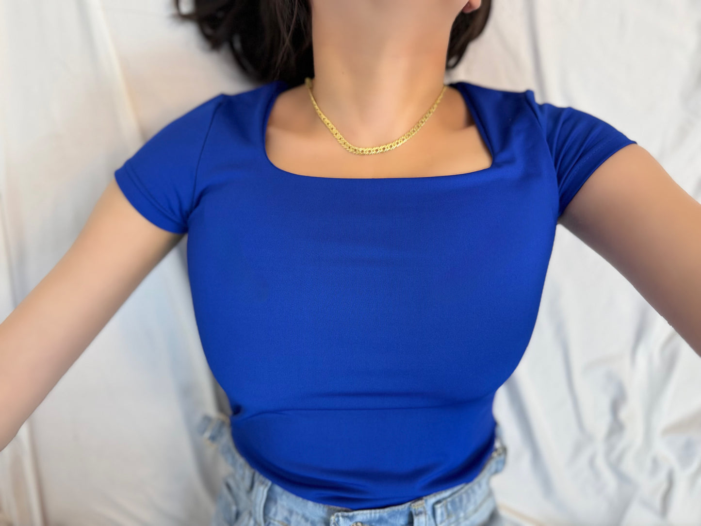 Square neck short sleeve bodysuit code(829)